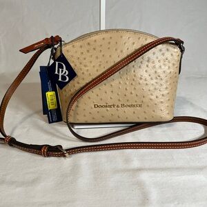 Dooney and Bourke Ruby Crossbody in ostrich embossed color sand